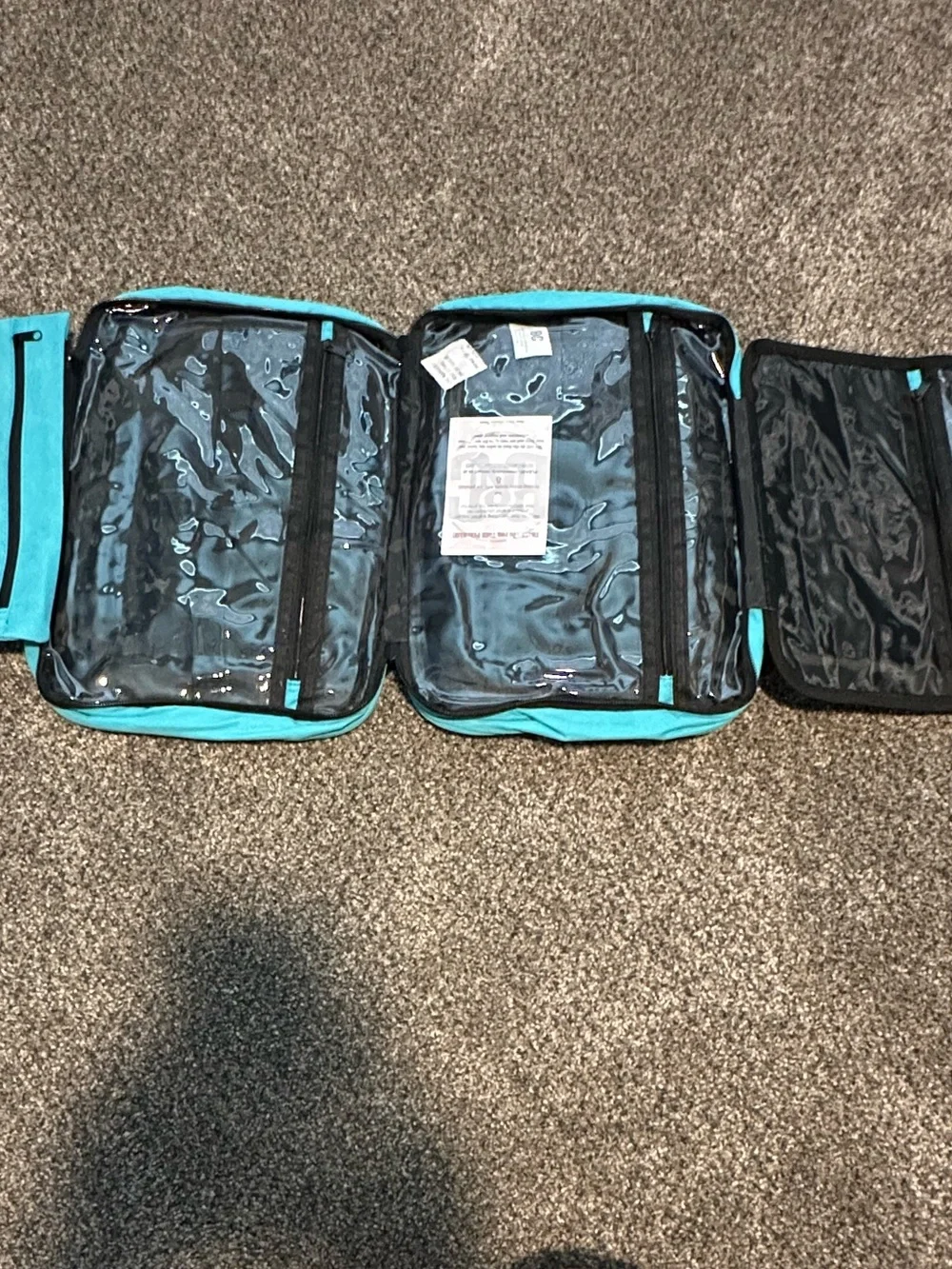 Bang & Carsen New Large Quilted Hanging Turquoise Travel Case